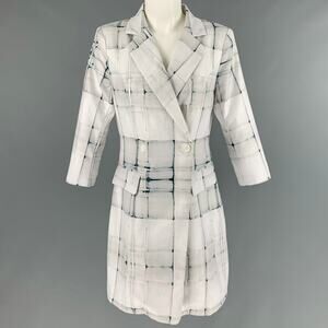 SIMON CHANG Size 6 White Grey Polyester Blend Squares Jacket